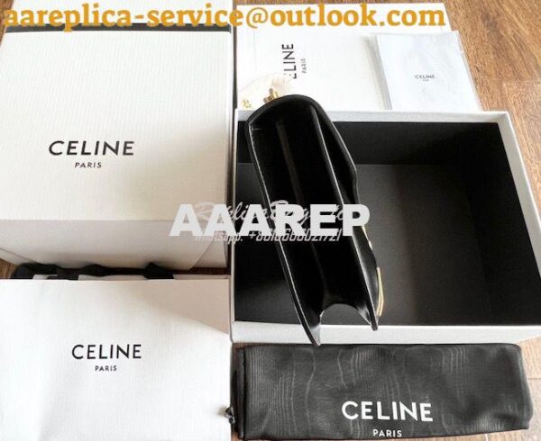 Replica Celine Chain Besace Triomphe In Shiny Calfskin 199273B Black 5