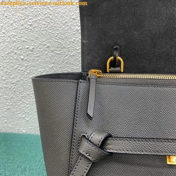 Replica Celine Micro Belt Bag In Grey Grained Calfskin 11