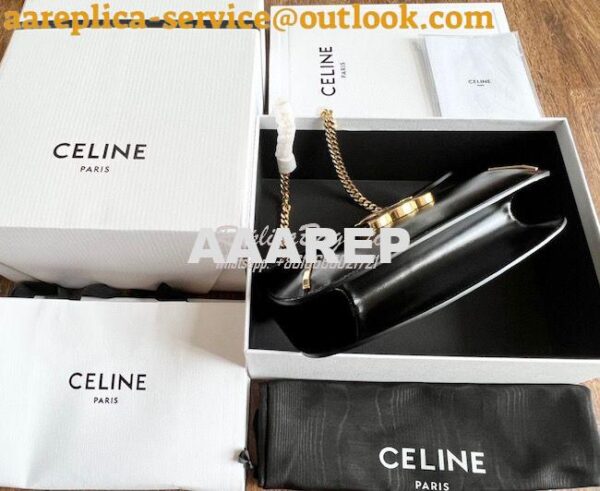 Replica Celine Chain Besace Triomphe In Shiny Calfskin 199273B Black 15