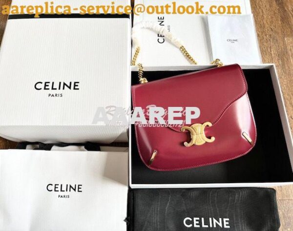 Replica Celine Chain Besace Triomphe In Shiny Calfskin 199273B Carmin 4