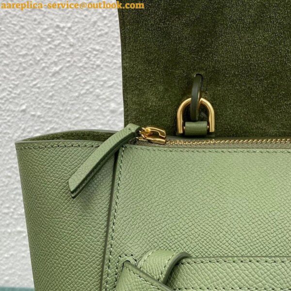 Replica Celine Micro Belt Bag In Light Khaki Grained Calfskin 15