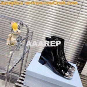 Replica Prada Patent Calfskin with Metal Toe Ankle Boots 1T7920