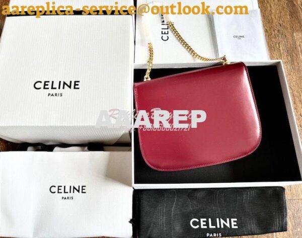 Replica Celine Chain Besace Triomphe In Shiny Calfskin 199273B Carmin 18