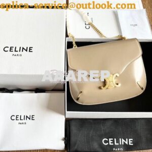 Replica Celine Chain Besace Triomphe In Shiny Calfskin 199273B Safari 2