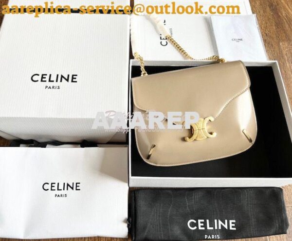 Replica Celine Chain Besace Triomphe In Shiny Calfskin 199273B Safari 4