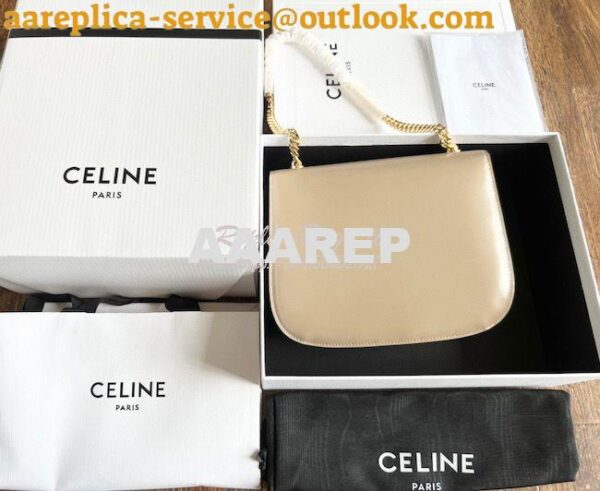 Replica Celine Chain Besace Triomphe In Shiny Calfskin 199273B Safari 16