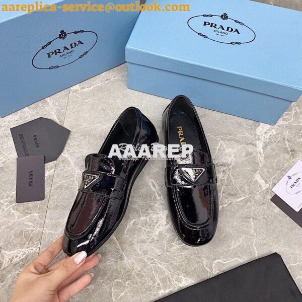 Replica Prada Patent Leather Loafers 1D262M Black 6