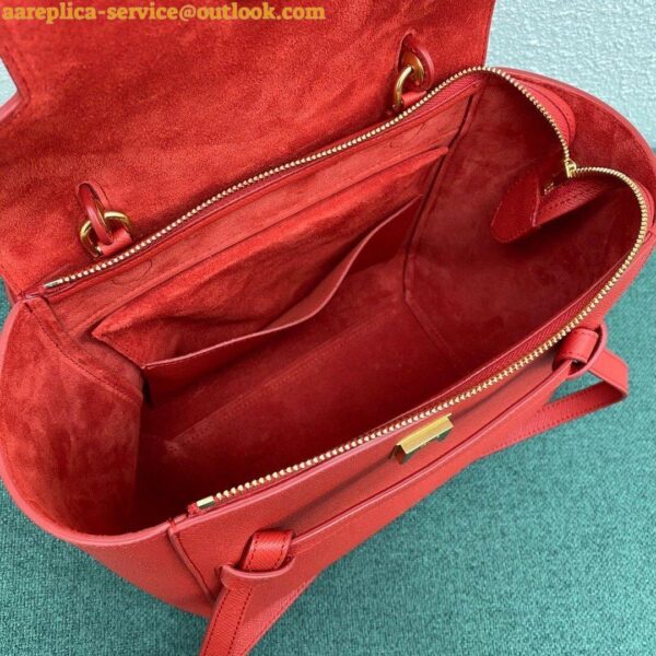 Replica Celine Micro Belt Bag In Red Grained Calfskin 9