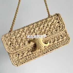 Replica Celine Chain Shoulder Bag Triomphe In Raffia 197993 Natural