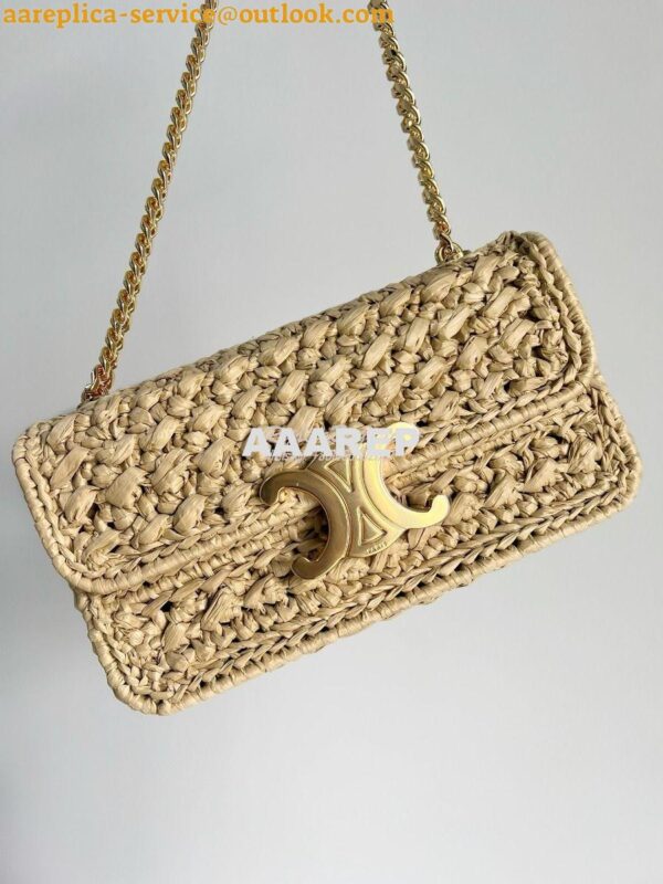 Replica Celine Chain Shoulder Bag Triomphe In Raffia 197993 Natural 3