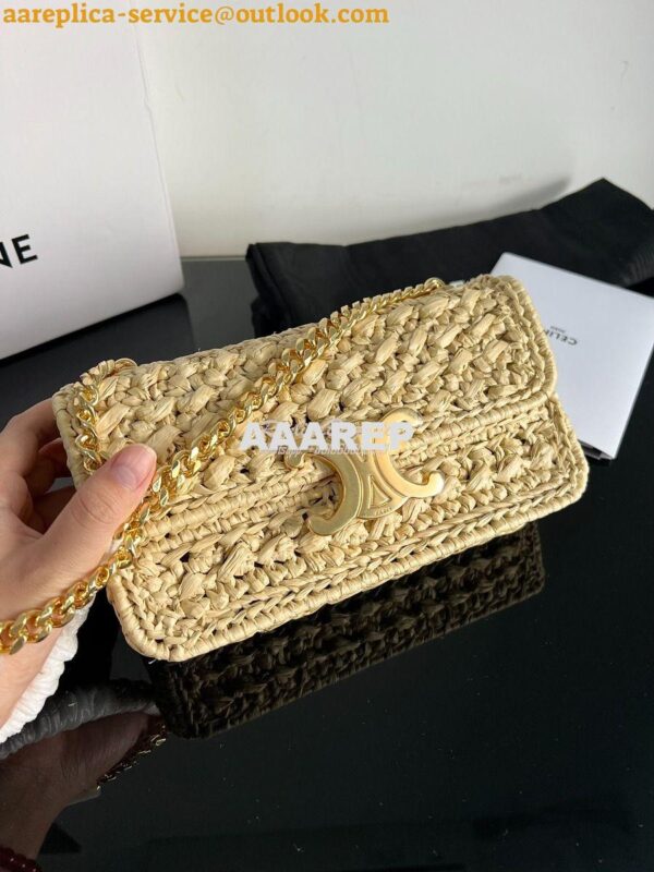 Replica Celine Chain Shoulder Bag Triomphe In Raffia 197993 Natural 4