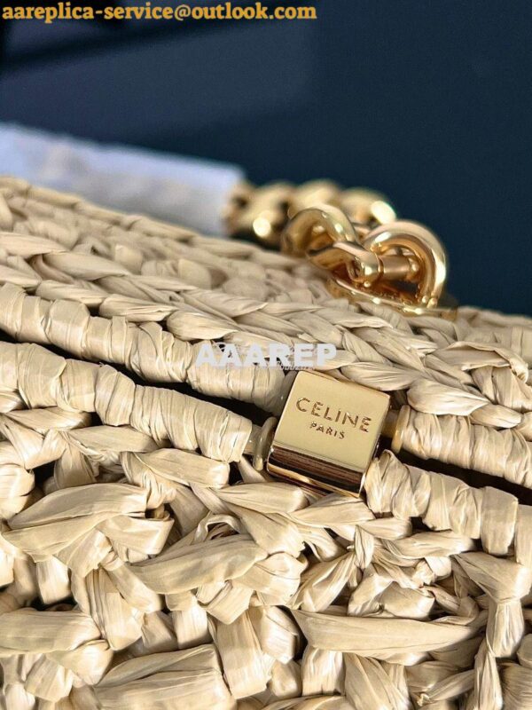 Replica Celine Chain Shoulder Bag Triomphe In Raffia 197993 Natural 6