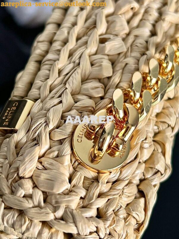 Replica Celine Chain Shoulder Bag Triomphe In Raffia 197993 Natural 10