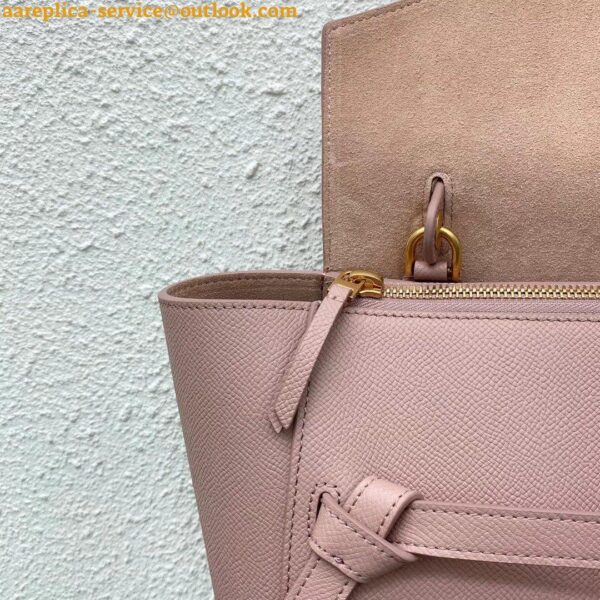 Replica Celine Micro Belt Bag In Vintage Pink Grained Calfskin 12