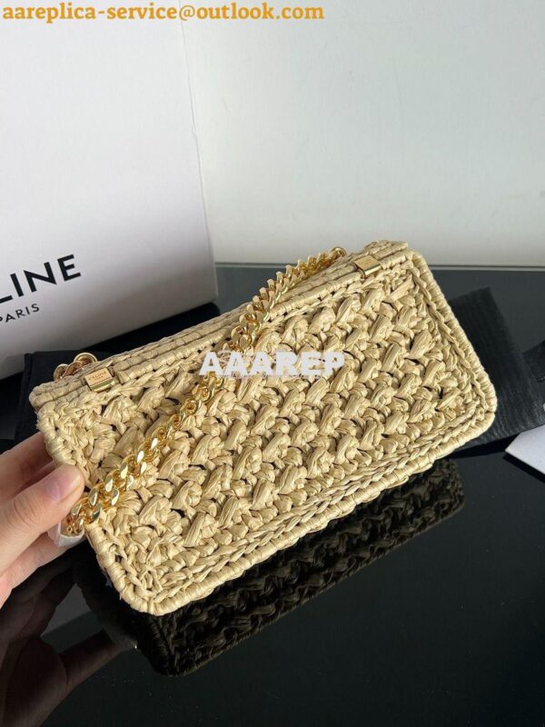 Replica Celine Chain Shoulder Bag Triomphe In Raffia 197993 Natural 12