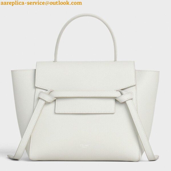 Replica Celine Micro Belt Bag In White Grained Calfskin 17