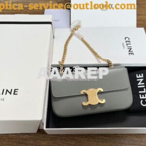 Replica Celine Chain Shoulder Bag Triomphe In Shiny Calfskin 197993 Gr 2