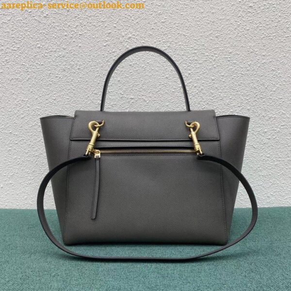 Replica Celine Belt Mini Bag In Grey Grained Calfskin 5