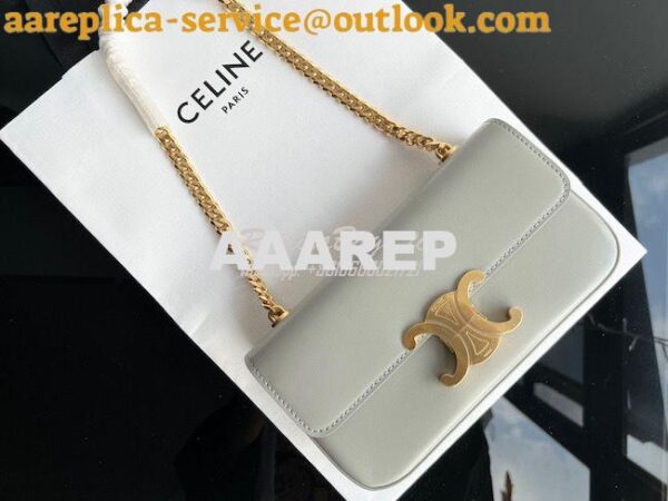 Replica Celine Chain Shoulder Bag Triomphe In Shiny Calfskin 197993 Pa 3