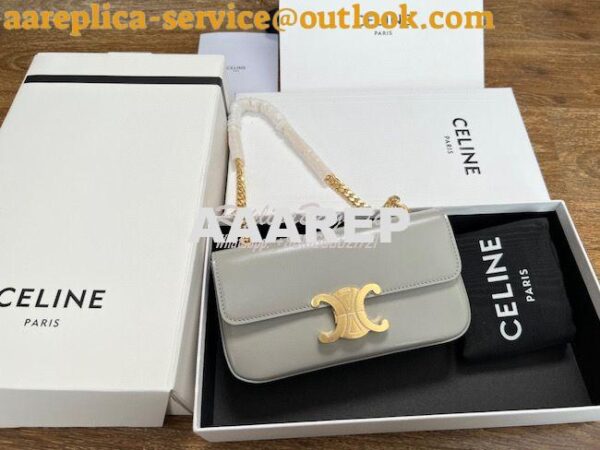 Replica Celine Chain Shoulder Bag Triomphe In Shiny Calfskin 197993 Pa 4