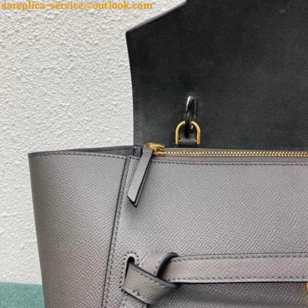 Replica Celine Belt Mini Bag In Grey Grained Calfskin 16