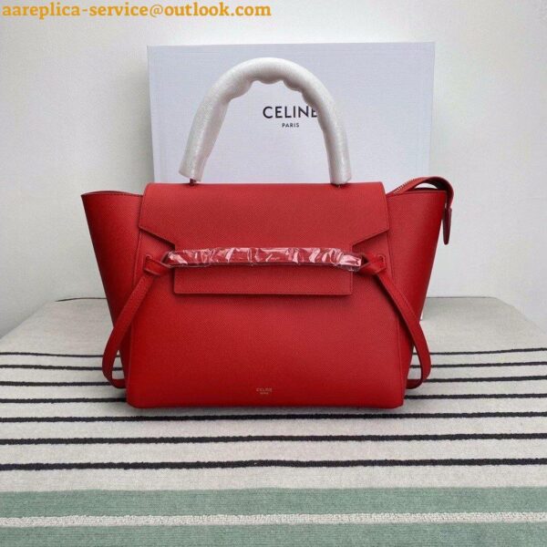 Replica Celine Belt Mini Bag In Red Grained Calfskin 5