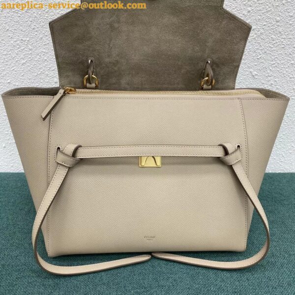 Replica Celine Belt Mini Bag In Light Taupe Grained Calfskin 16