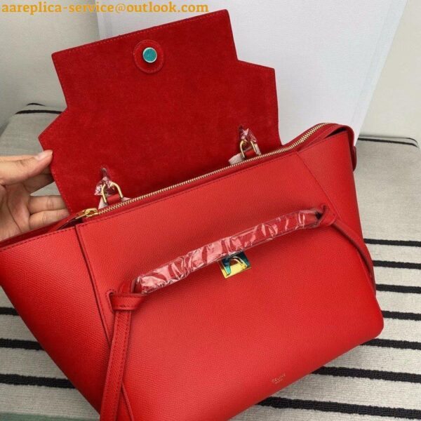 Replica Celine Belt Mini Bag In Red Grained Calfskin 6