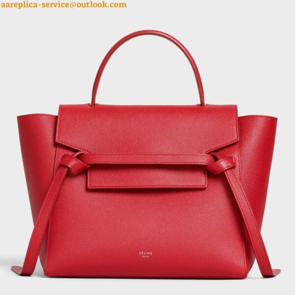 Replica Celine Belt Mini Bag In Red Grained Calfskin 10