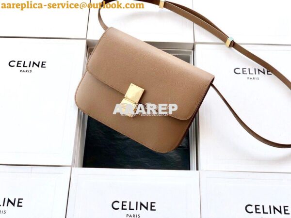 Replica Celine Classic Box Bag in Calfskin with Cork Effect Beige 3