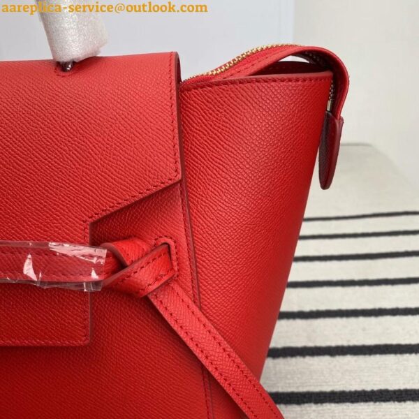 Replica Celine Belt Mini Bag In Red Grained Calfskin 12