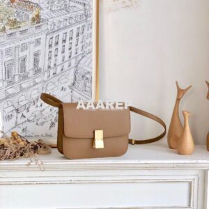 Replica Celine Classic Box Bag in Calfskin with Cork Effect Beige 2