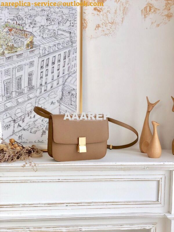 Replica Celine Classic Box Bag in Calfskin with Cork Effect Beige 4