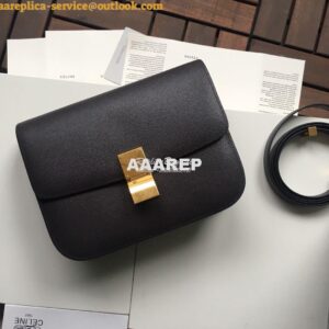 Replica Celine Classic Box Bag in Calfskin with Cork Effect Black