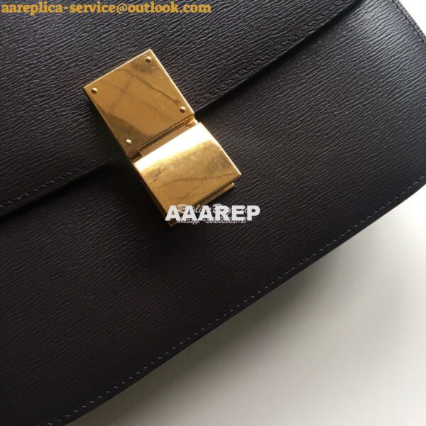 Replica Celine Classic Box Bag in Calfskin with Cork Effect Black 5