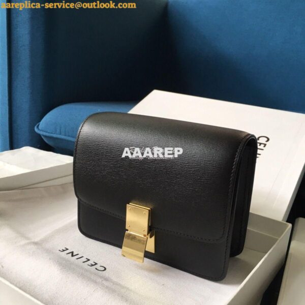 Replica Celine Classic Box Bag in Calfskin with Cork Effect Black 12