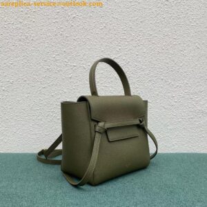 Replica Celine Belt Nano Bag In Army Green Grained Calfskin