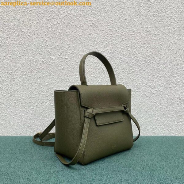 Replica Celine Belt Nano Bag In Army Green Grained Calfskin 3