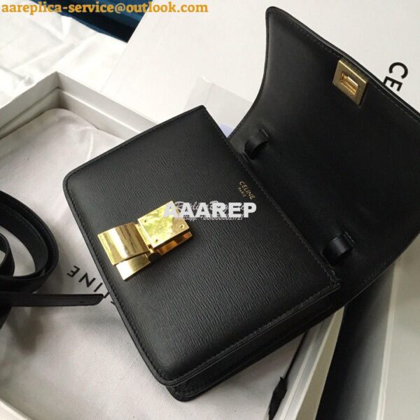 Replica Celine Classic Box Bag in Calfskin with Cork Effect Black 14