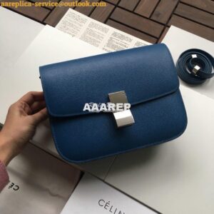 Replica Celine Classic Box Bag in Calfskin with Cork Effect Blue 2