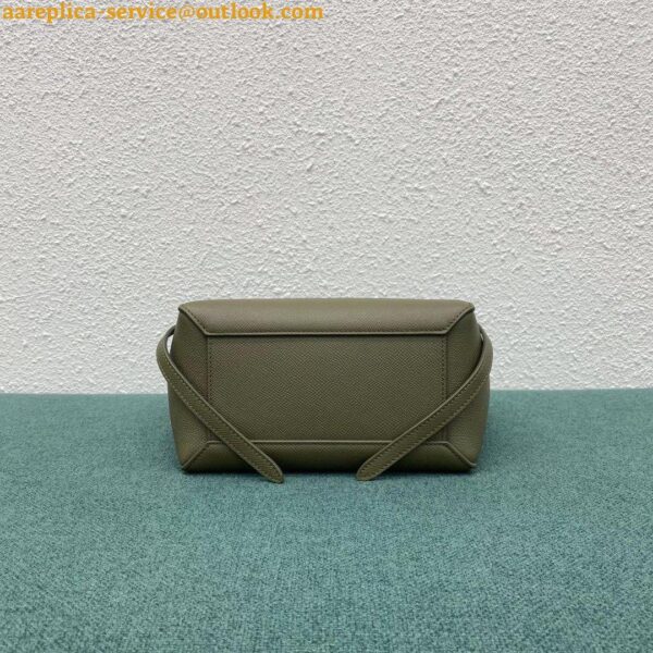 Replica Celine Belt Nano Bag In Army Green Grained Calfskin 6