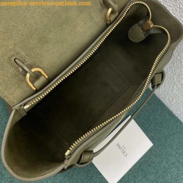 Replica Celine Belt Nano Bag In Army Green Grained Calfskin 7