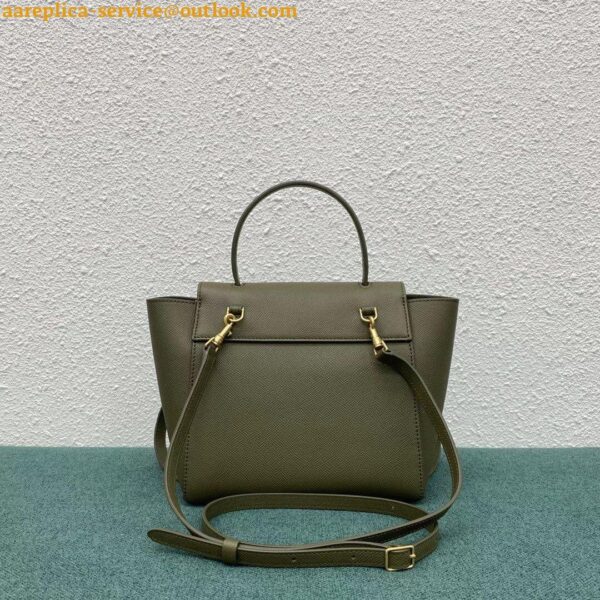 Replica Celine Belt Nano Bag In Army Green Grained Calfskin 13