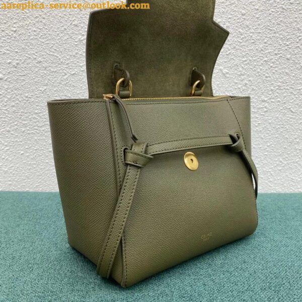 Replica Celine Belt Nano Bag In Army Green Grained Calfskin 14