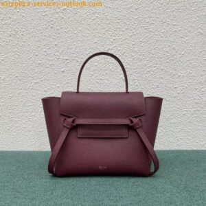 Replica Celine Belt Nano Bag In Bordeaux Grained Calfskin 2