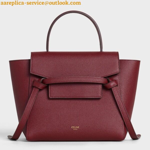 Replica Celine Belt Nano Bag In Bordeaux Grained Calfskin 7