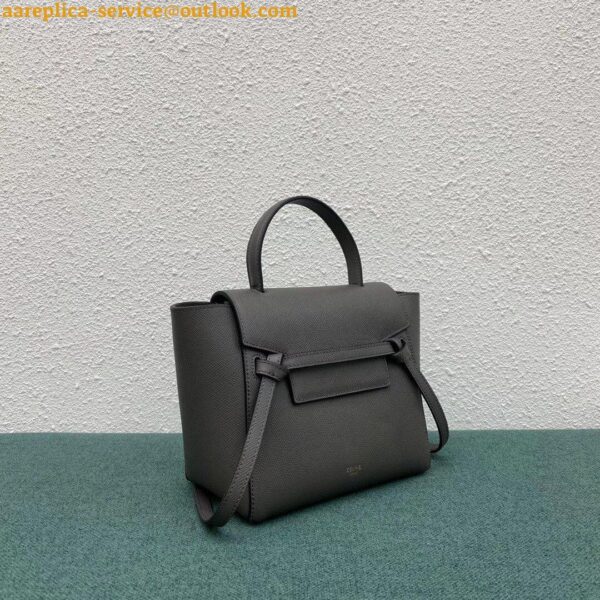 Replica Celine Belt Nano Bag In Grey Grained Calfskin 6