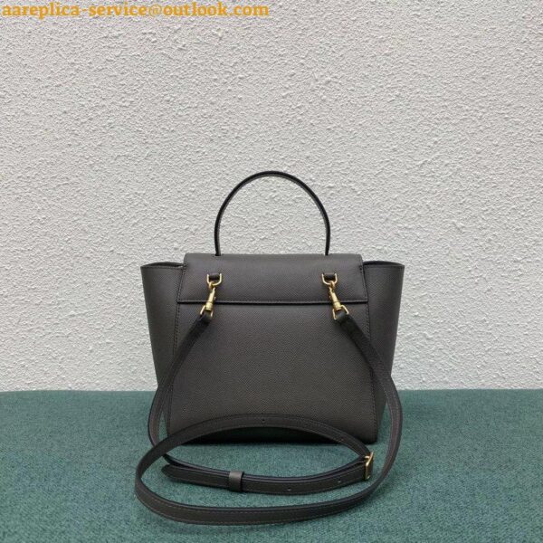 Replica Celine Belt Nano Bag In Grey Grained Calfskin 13