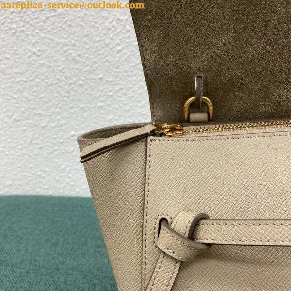 Replica Celine Belt Nano Bag In Light Beige Grained Calfskin 6