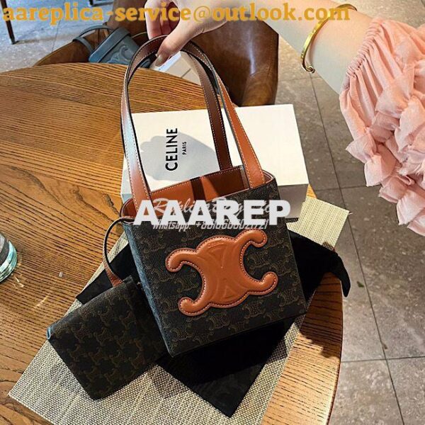 Replica Celine Cube Bag Cuir Triomphe In Triomphe Canvas And Calfskin 3